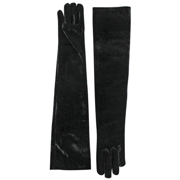 Velvet Black Long 3/4 Opera Arm Length Evening Gloves - Picture 1 of 8